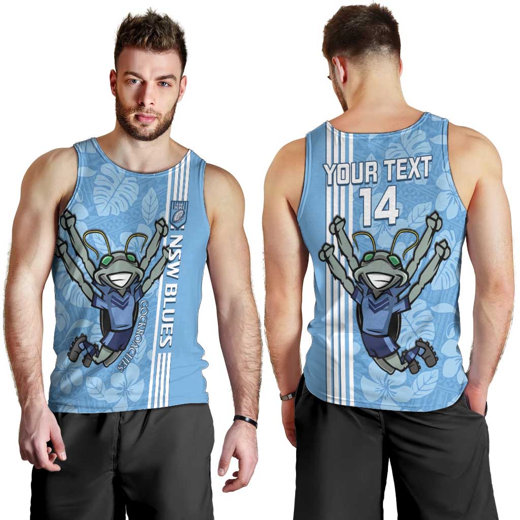 Custom NSW Blues Rugby Men Tank Top Cockroaches Polynesian Pattern Tropical Vibes - Vibe Hoodie Shop