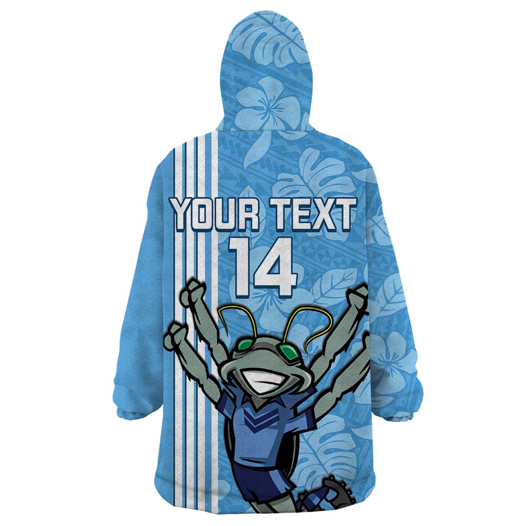 Custom NSW Blues Rugby Wearable Blanket Hoodie Cockroaches Polynesian Pattern Tropical Vibes - Vibe Hoodie Shop