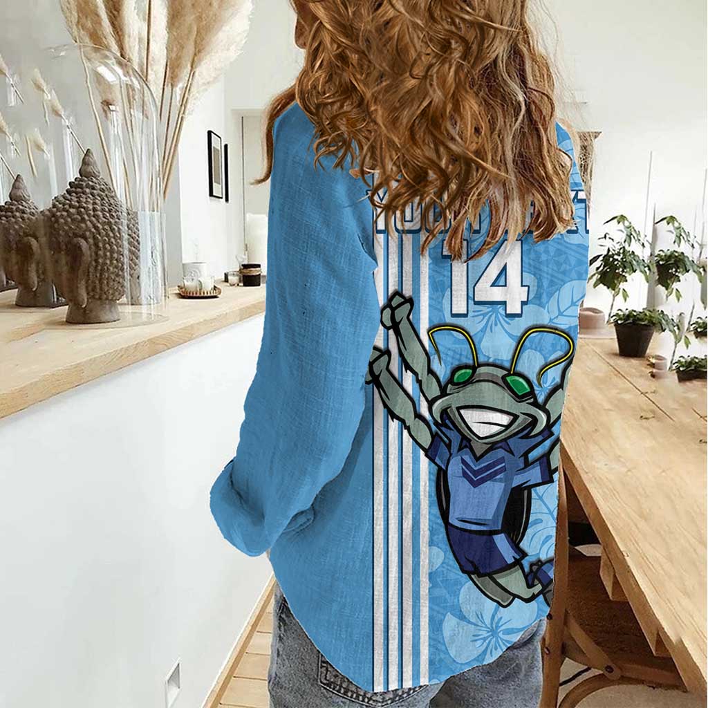 Custom NSW Blues Rugby Women Casual Shirt Cockroaches Polynesian Pattern Tropical Vibes - Vibe Hoodie Shop