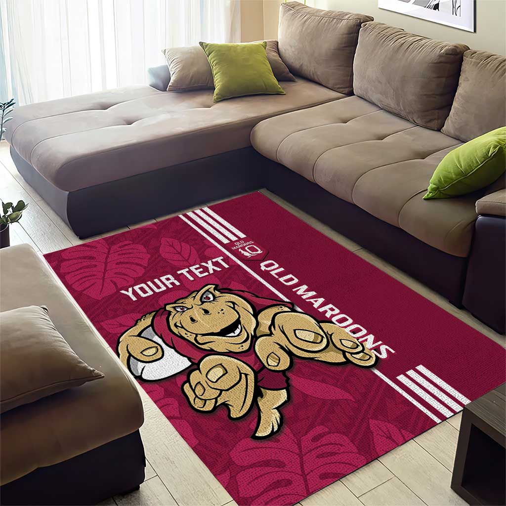 Custom QLD Maroons Rugby Area Rug Cane Toads Polynesian Pattern Tropical Vibes - Vibe Hoodie Shop