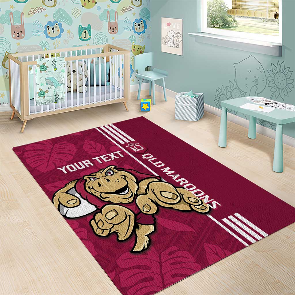 Custom QLD Maroons Rugby Area Rug Cane Toads Polynesian Pattern Tropical Vibes - Vibe Hoodie Shop