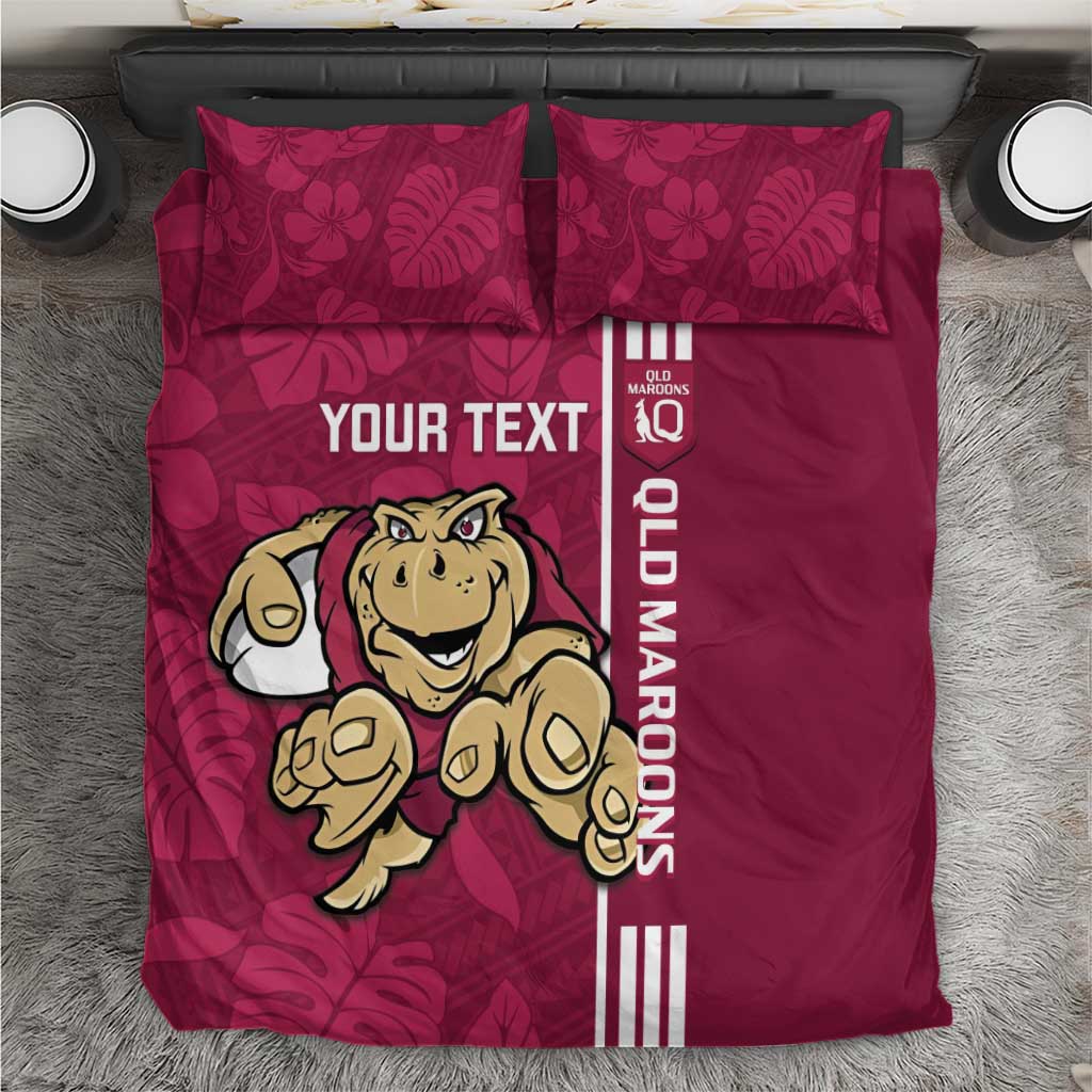 Custom QLD Maroons Rugby Bedding Set Cane Toads Polynesian Pattern Tropical Vibes - Vibe Hoodie Shop