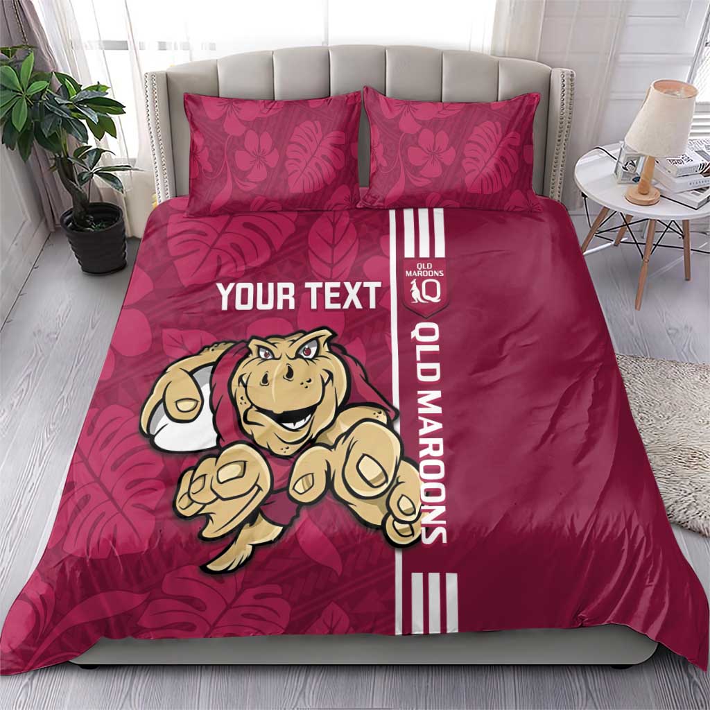 Custom QLD Maroons Rugby Bedding Set Cane Toads Polynesian Pattern Tropical Vibes - Vibe Hoodie Shop