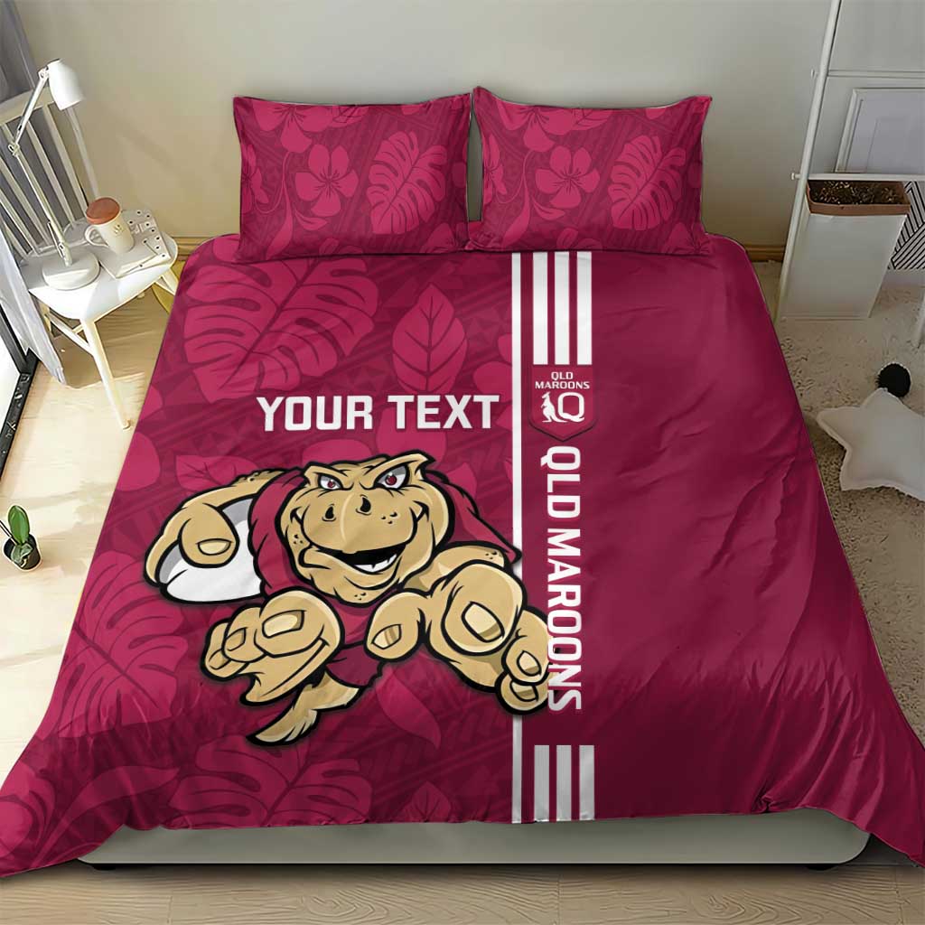 Custom QLD Maroons Rugby Bedding Set Cane Toads Polynesian Pattern Tropical Vibes - Vibe Hoodie Shop