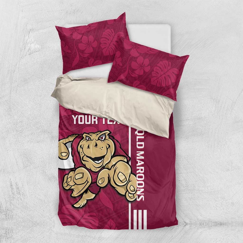 Custom QLD Maroons Rugby Bedding Set Cane Toads Polynesian Pattern Tropical Vibes - Vibe Hoodie Shop