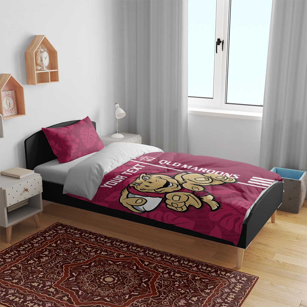 Custom QLD Maroons Rugby Bedding Set Cane Toads Polynesian Pattern Tropical Vibes - Vibe Hoodie Shop