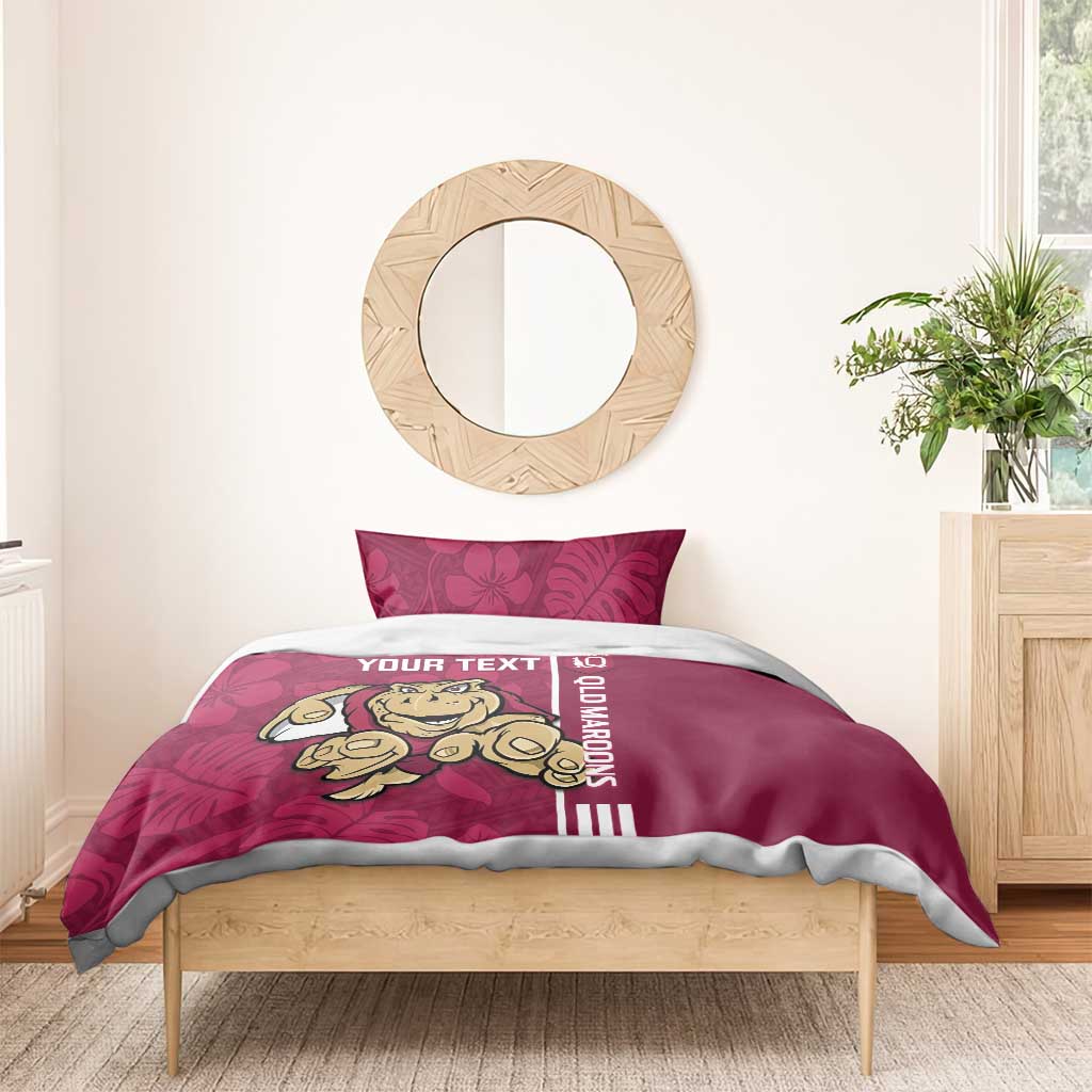 Custom QLD Maroons Rugby Bedding Set Cane Toads Polynesian Pattern Tropical Vibes - Vibe Hoodie Shop