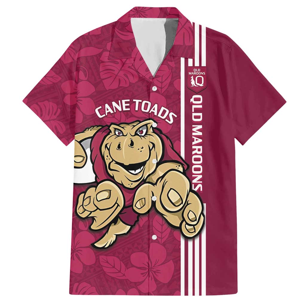 Custom QLD Maroons Rugby Hawaiian Shirt Cane Toads Polynesian Pattern Tropical Vibes - Vibe Hoodie Shop