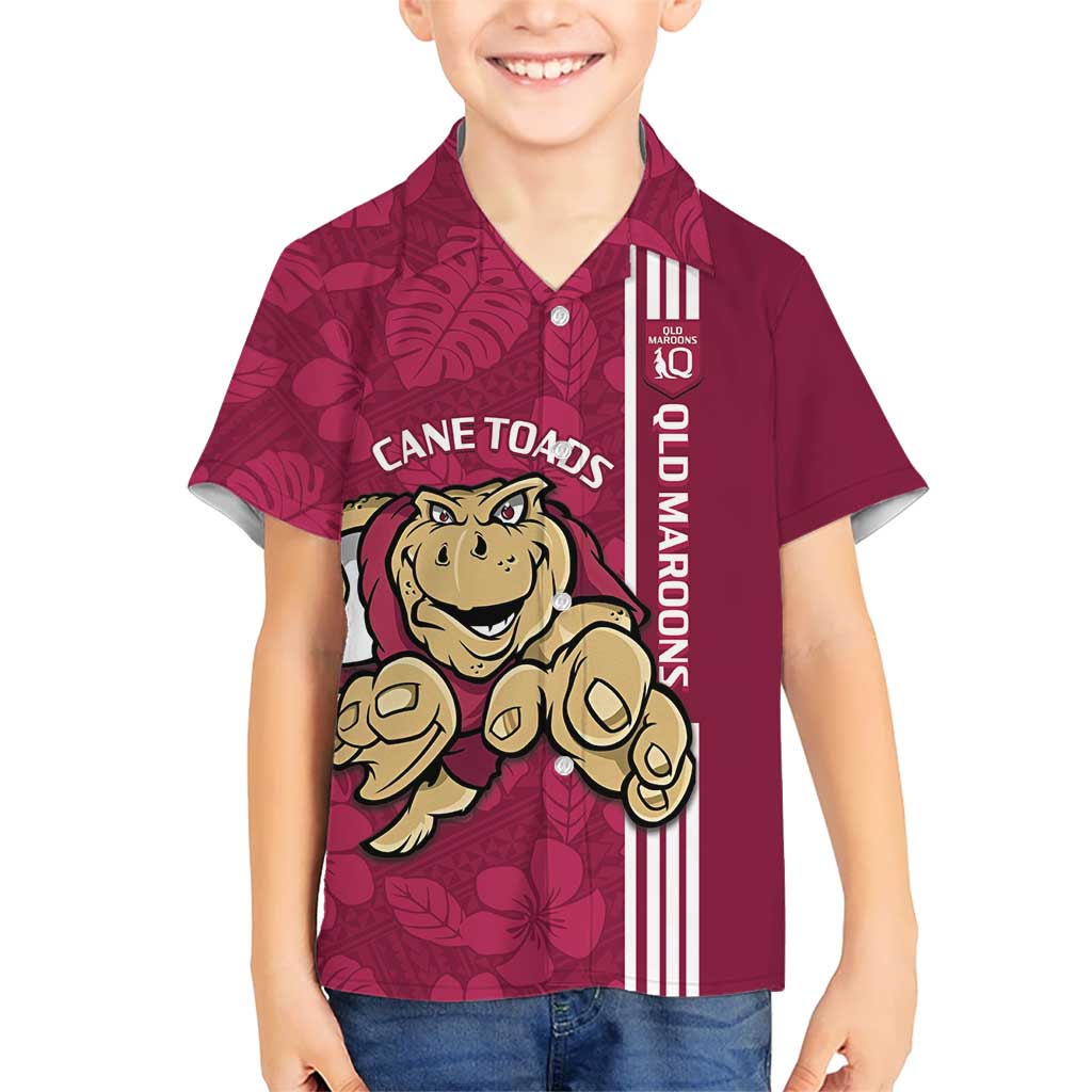 Custom QLD Maroons Rugby Hawaiian Shirt Cane Toads Polynesian Pattern Tropical Vibes - Vibe Hoodie Shop