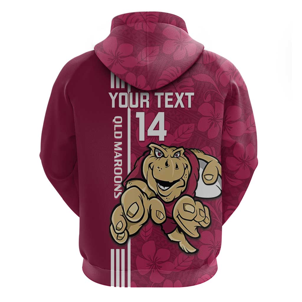 Custom QLD Maroons Rugby Hoodie Cane Toads Polynesian Pattern Tropical Vibes - Vibe Hoodie Shop