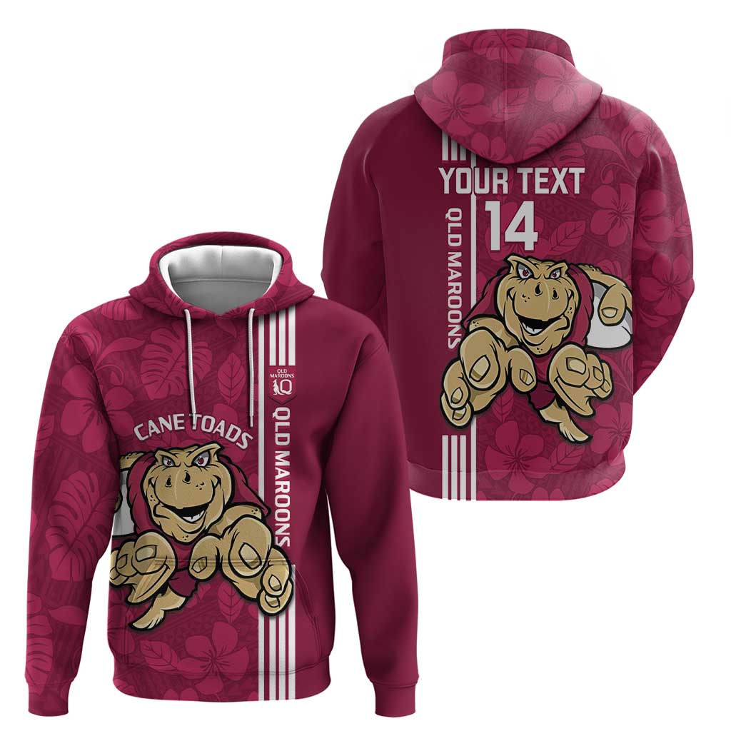 Custom QLD Maroons Rugby Hoodie Cane Toads Polynesian Pattern Tropical Vibes - Vibe Hoodie Shop