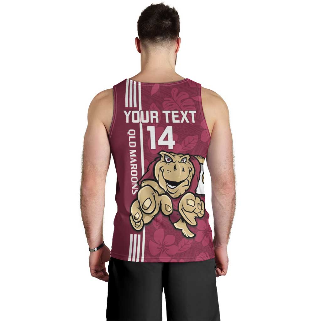 Custom QLD Maroons Rugby Men Tank Top Cane Toads Polynesian Pattern Tropical Vibes - Vibe Hoodie Shop