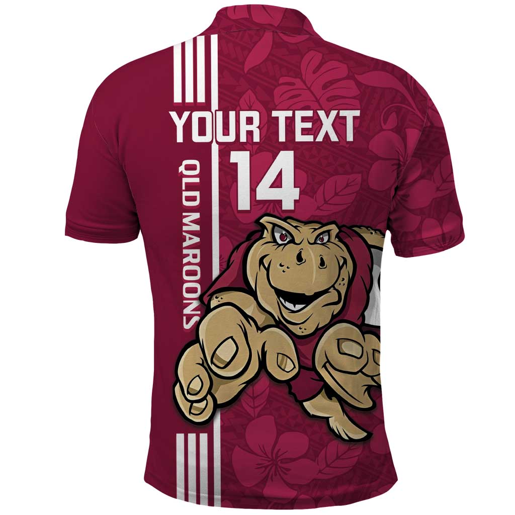 Custom QLD Maroons Rugby Polo Shirt Cane Toads Polynesian Pattern Tropical Vibes - Vibe Hoodie Shop