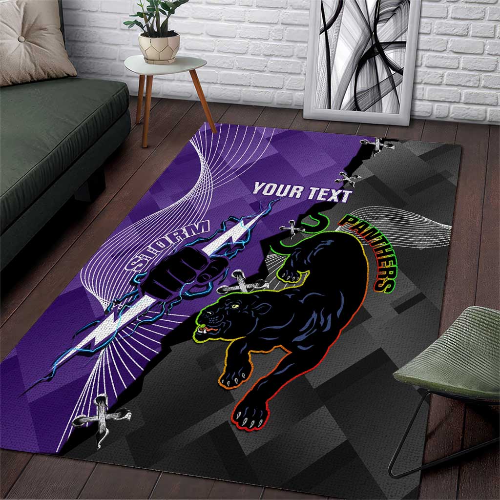 Personalised Storm And Panthers Rugby 2024 Area Rug Go Champions Grand Final Dynamic Style - Vibe Hoodie Shop