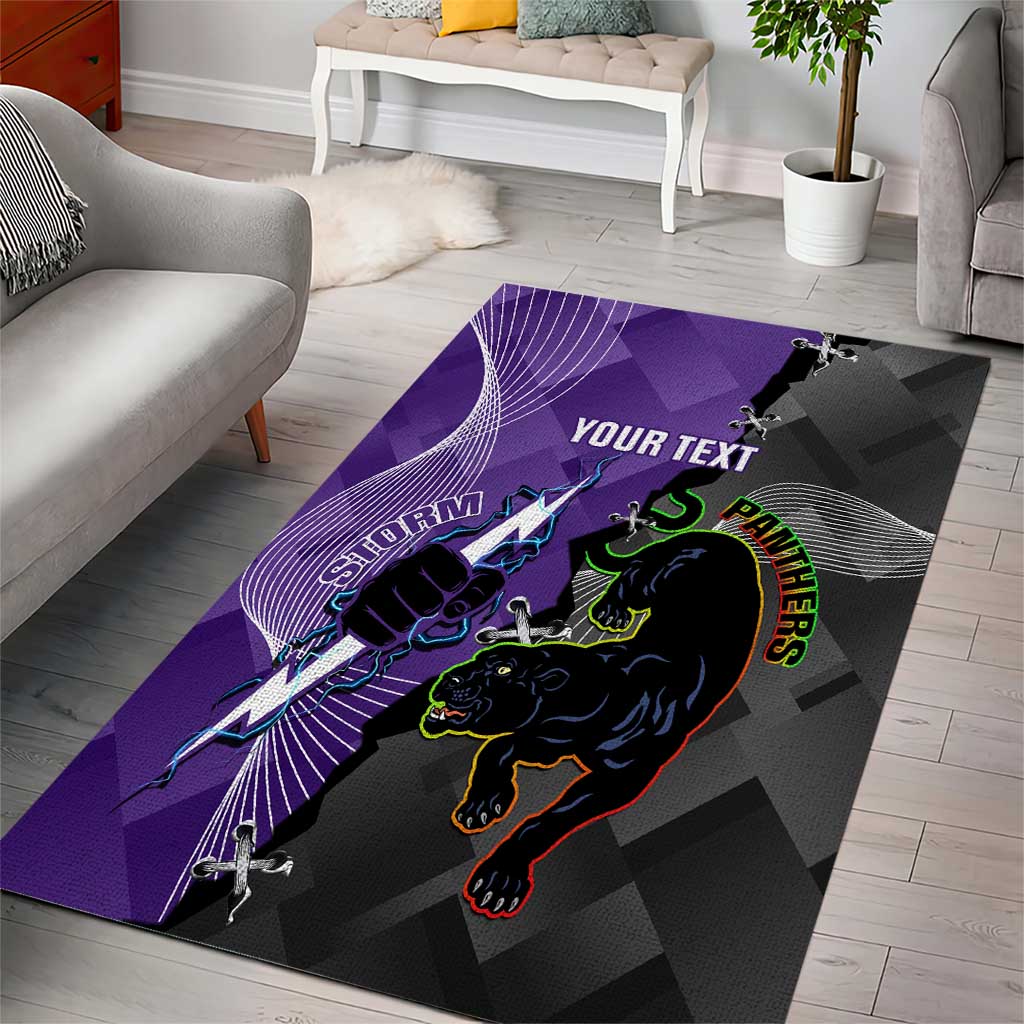 Personalised Storm And Panthers Rugby 2024 Area Rug Go Champions Grand Final Dynamic Style - Vibe Hoodie Shop