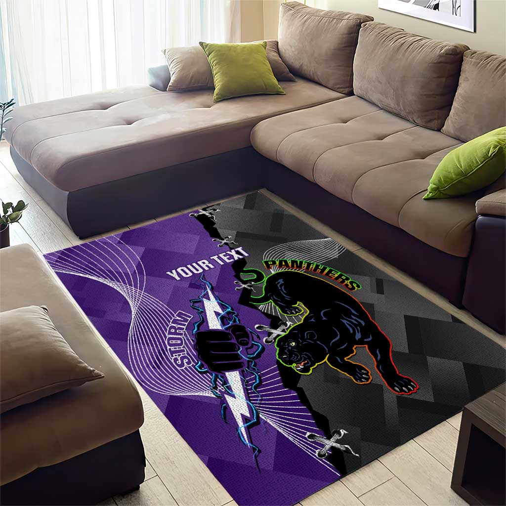 Personalised Storm And Panthers Rugby 2024 Area Rug Go Champions Grand Final Dynamic Style - Vibe Hoodie Shop