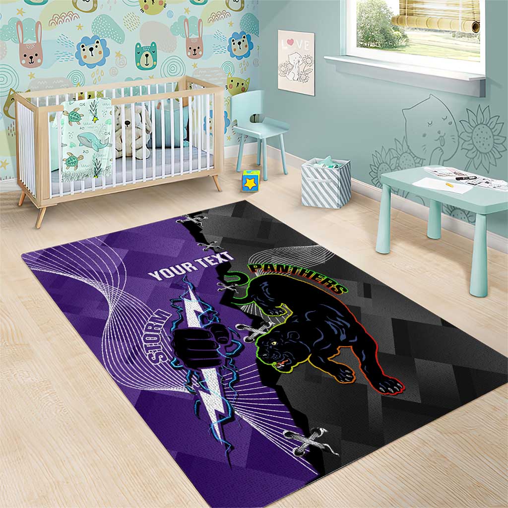 Personalised Storm And Panthers Rugby 2024 Area Rug Go Champions Grand Final Dynamic Style - Vibe Hoodie Shop