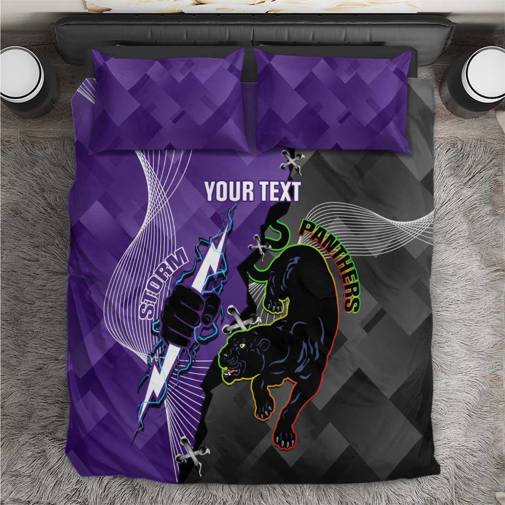 Personalised Storm And Panthers Rugby 2024 Bedding Set Go Champions Grand Final Dynamic Style - Vibe Hoodie Shop