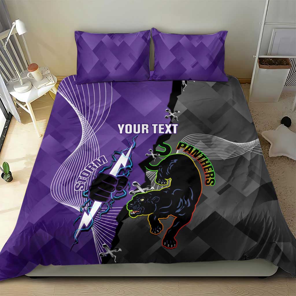 Personalised Storm And Panthers Rugby 2024 Bedding Set Go Champions Grand Final Dynamic Style - Vibe Hoodie Shop
