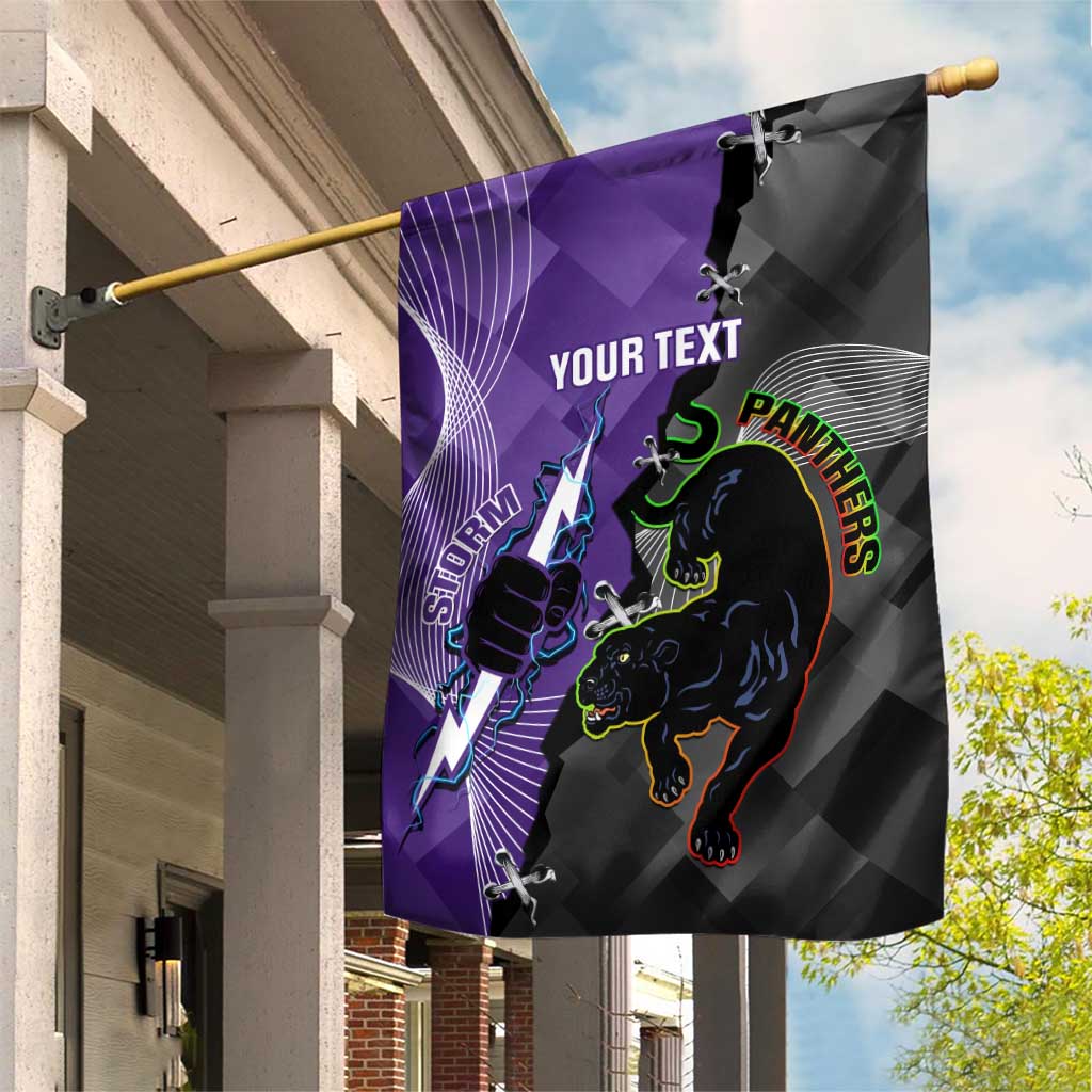Personalised Storm And Panthers Rugby 2024 Garden Flag Go Champions Grand Final Dynamic Style - Vibe Hoodie Shop