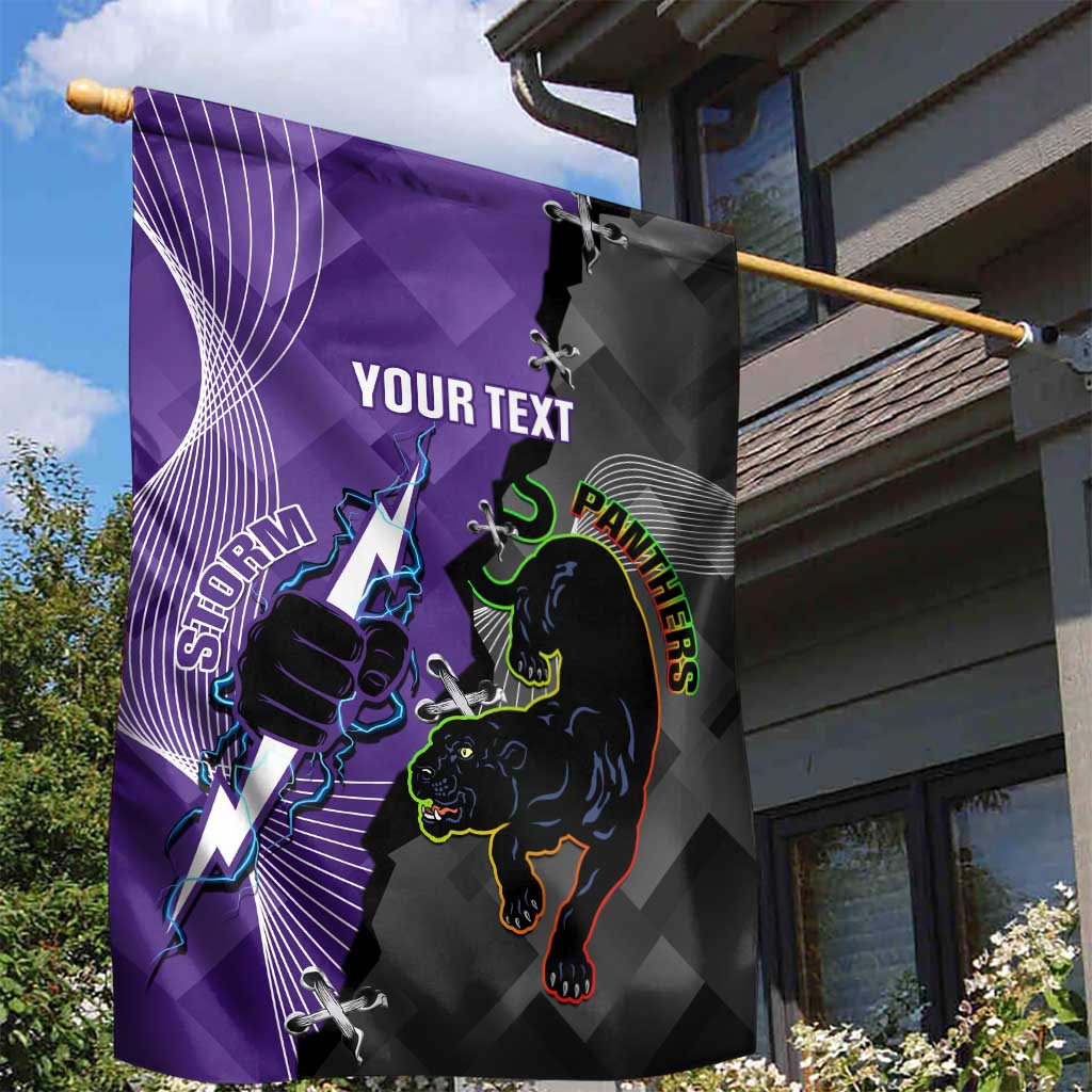 Personalised Storm And Panthers Rugby 2024 Garden Flag Go Champions Grand Final Dynamic Style - Vibe Hoodie Shop