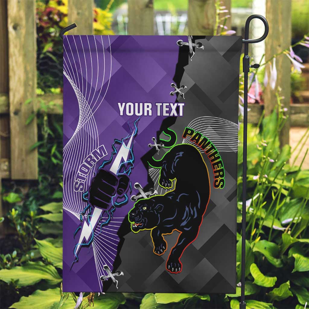 Personalised Storm And Panthers Rugby 2024 Garden Flag Go Champions Grand Final Dynamic Style - Vibe Hoodie Shop