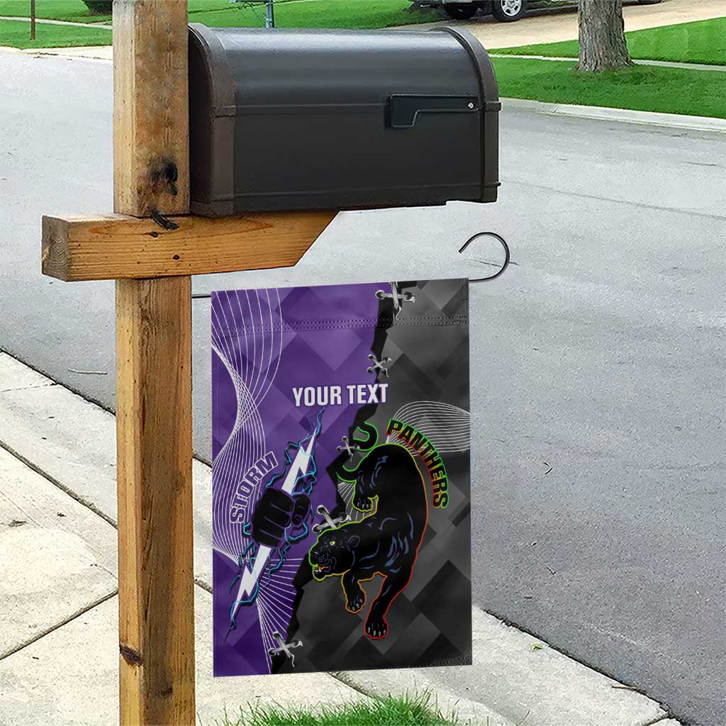 Personalised Storm And Panthers Rugby 2024 Garden Flag Go Champions Grand Final Dynamic Style - Vibe Hoodie Shop