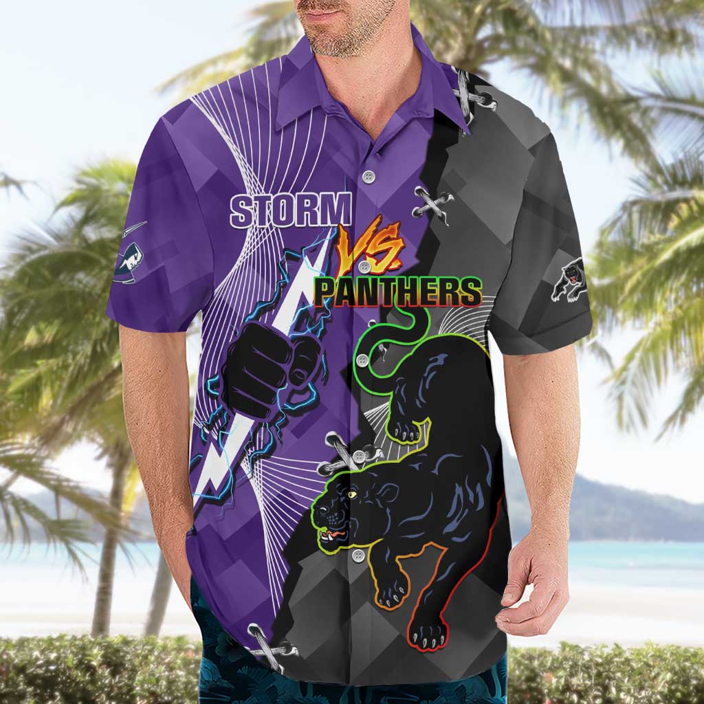 Personalised Storm And Panthers Rugby 2024 Hawaiian Shirt Go Champions Grand Final Dynamic Style - Vibe Hoodie Shop