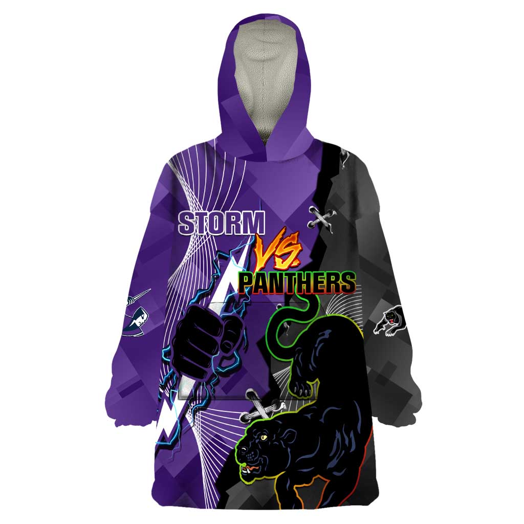 Personalised Storm And Panthers Rugby 2024 Wearable Blanket Hoodie Go Champions Grand Final Dynamic Style - Vibe Hoodie Shop