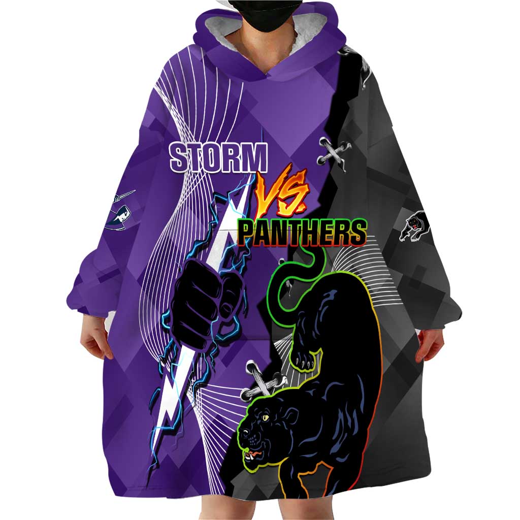 Personalised Storm And Panthers Rugby 2024 Wearable Blanket Hoodie Go Champions Grand Final Dynamic Style - Vibe Hoodie Shop