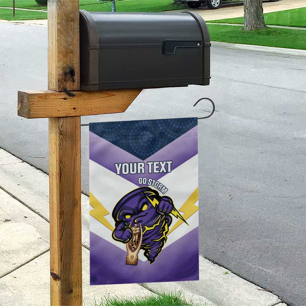 Personalised Storm Rugby 2024 Garden Flag Mascot With Trophy Go Champions Aboriginal Art - Vibe Hoodie Shop