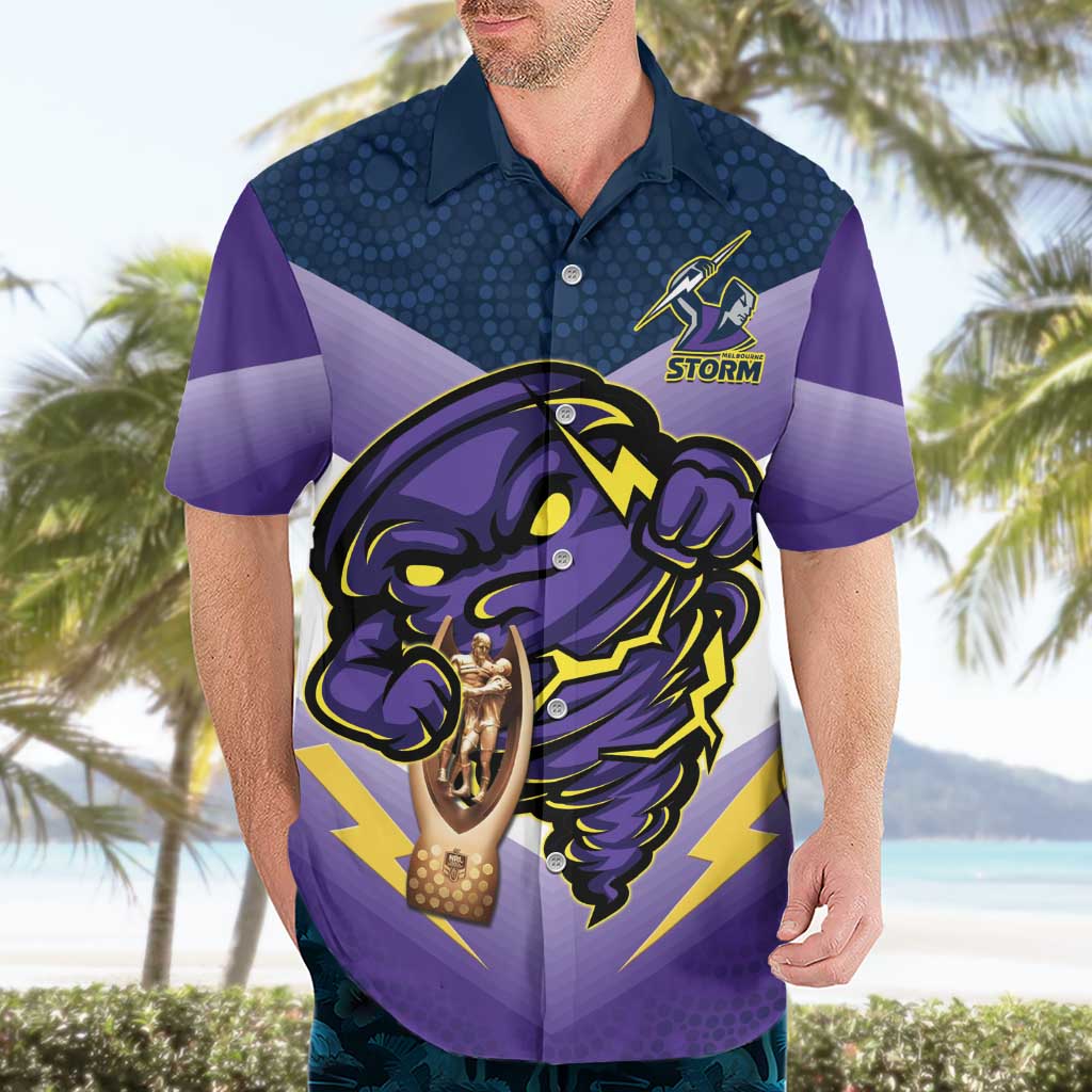 Personalised Storm Rugby 2024 Hawaiian Shirt Mascot With Trophy Go Champions Aboriginal Art - Vibe Hoodie Shop