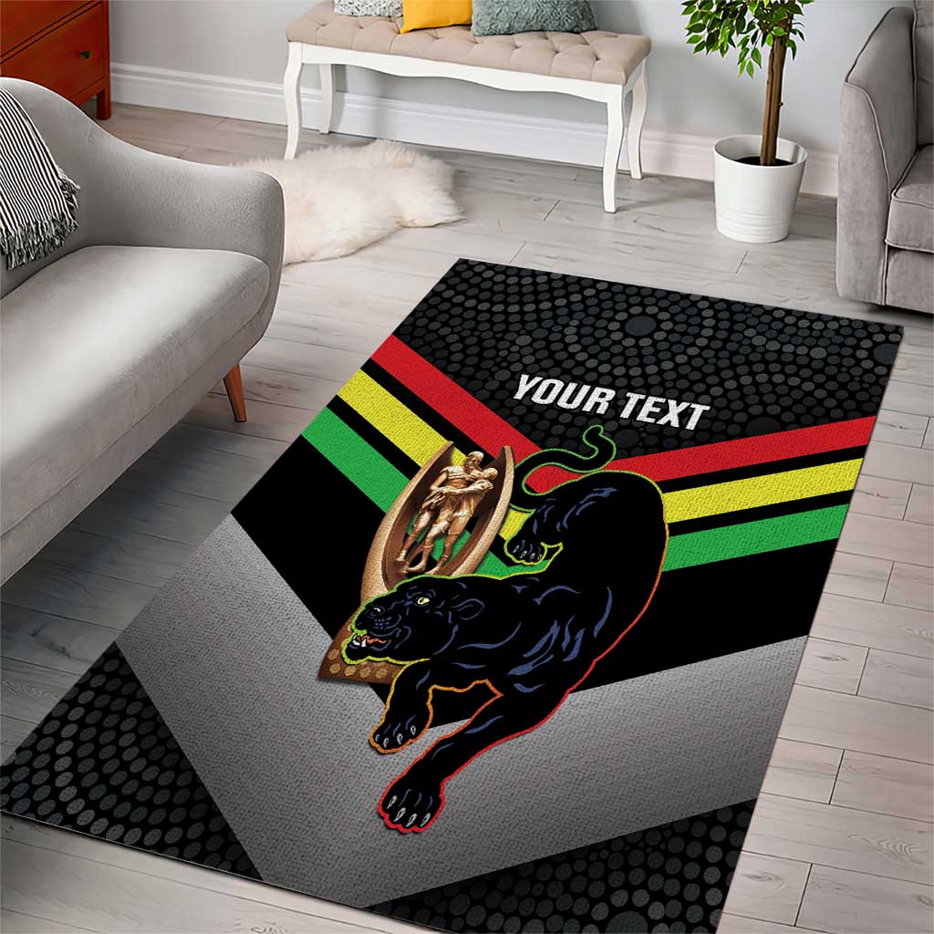 Personalised Panthers Rugby 2024 Area Rug Mascot With Trophy Go Champions Aboriginal Art - Vibe Hoodie Shop