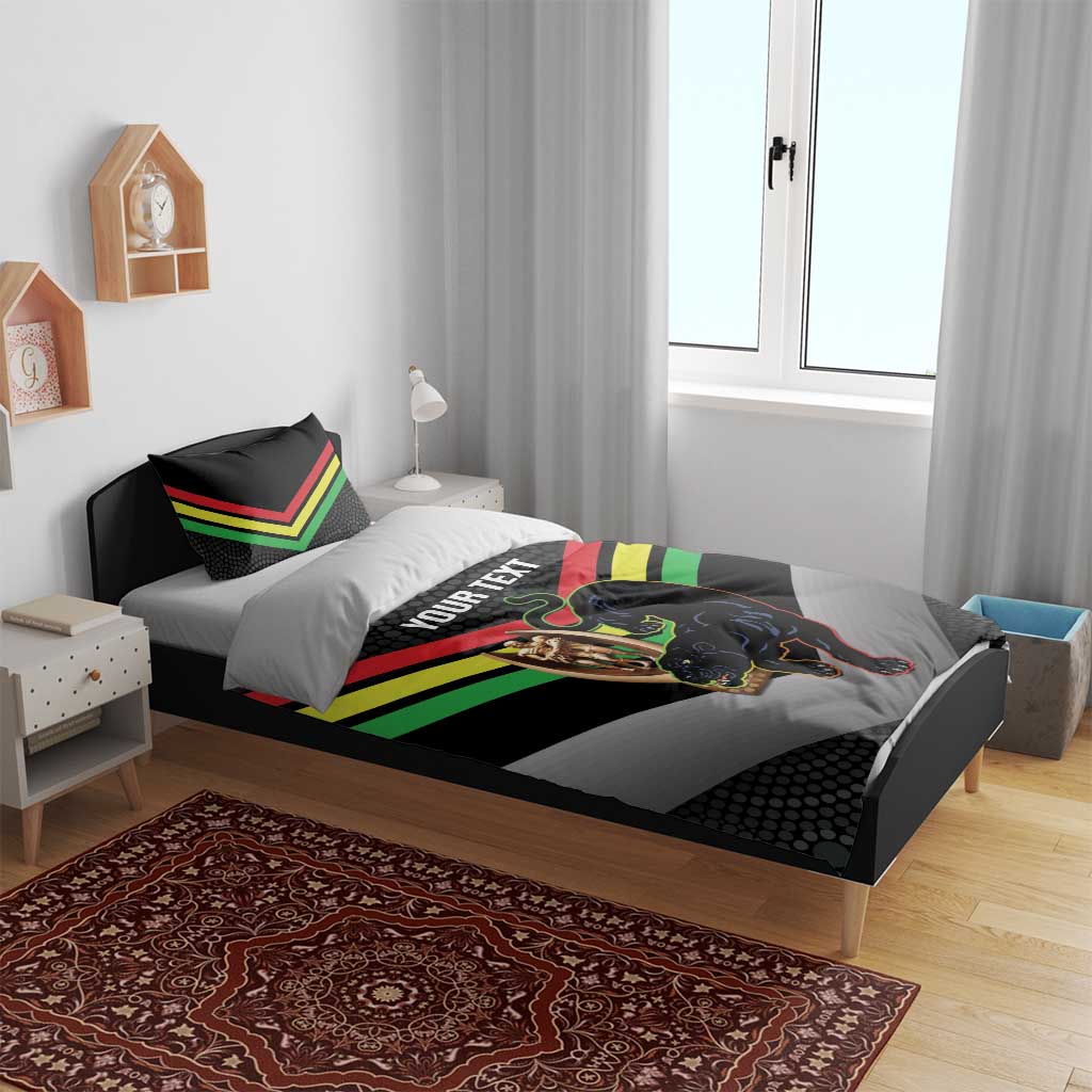 Personalised Panthers Rugby 2024 Bedding Set Mascot With Trophy Go Champions Aboriginal Art - Vibe Hoodie Shop