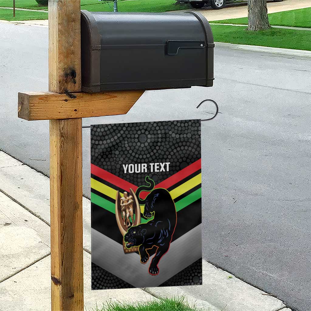 Personalised Panthers Rugby 2024 Garden Flag Mascot With Trophy Go Champions Aboriginal Art - Vibe Hoodie Shop