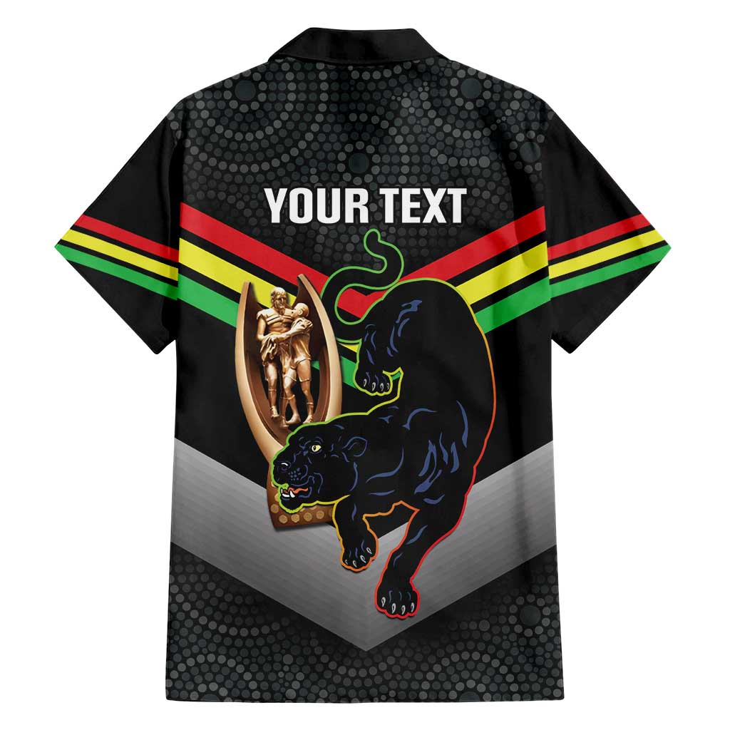 Personalised Panthers Rugby 2024 Hawaiian Shirt Mascot With Trophy Go Champions Aboriginal Art - Vibe Hoodie Shop