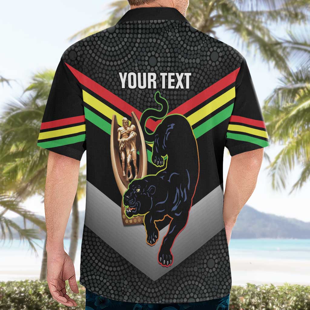 Personalised Panthers Rugby 2024 Hawaiian Shirt Mascot With Trophy Go Champions Aboriginal Art - Vibe Hoodie Shop