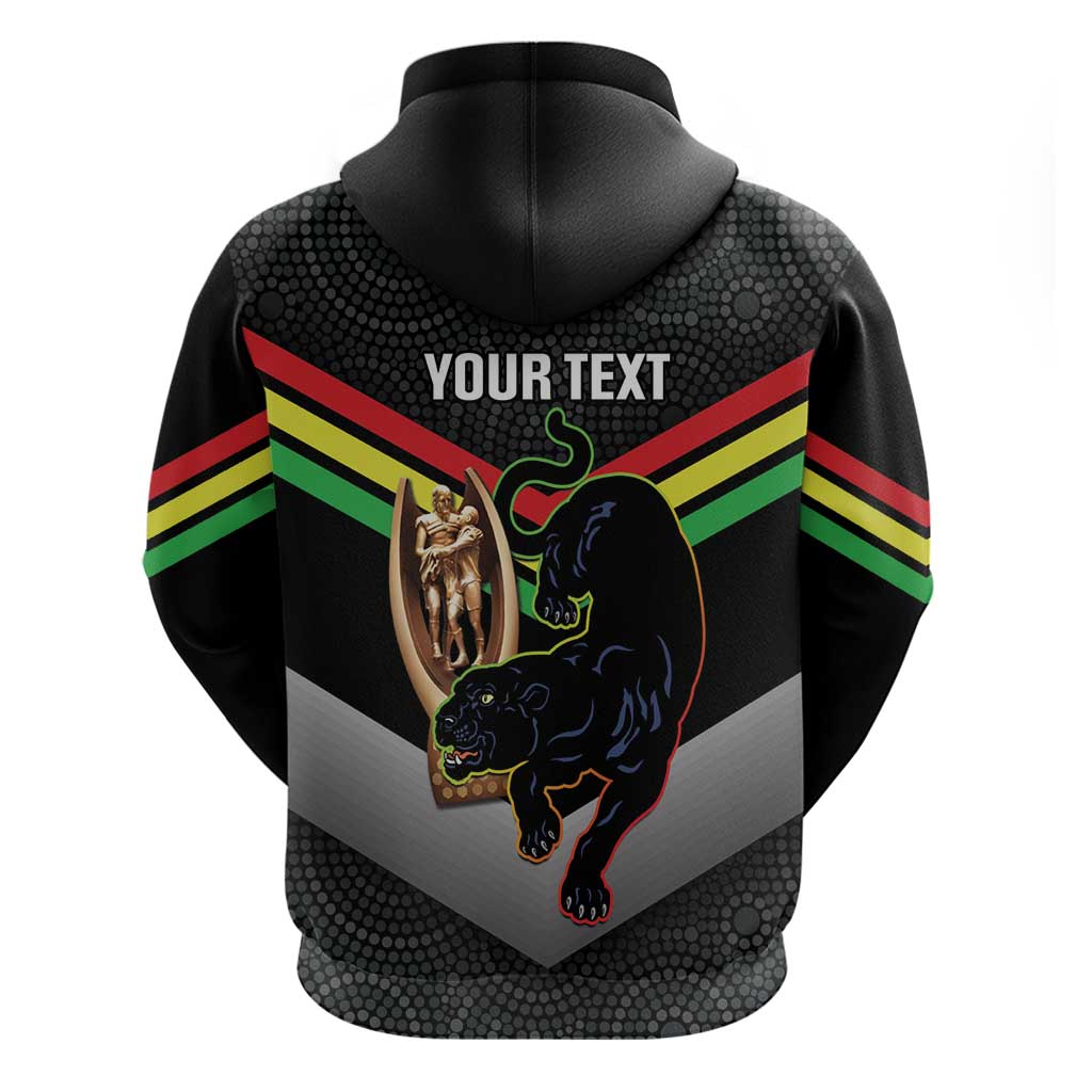 Personalised Panthers Rugby 2024 Hoodie Mascot With Trophy Go Champions Aboriginal Art - Vibe Hoodie Shop
