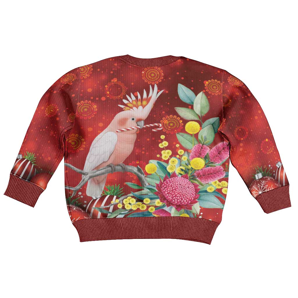 Australia Pink Cockatoo Christmas Kid Ugly Christmas Sweater Aussie Native Flowers Merry Xmas - Red - Vibe Hoodie
