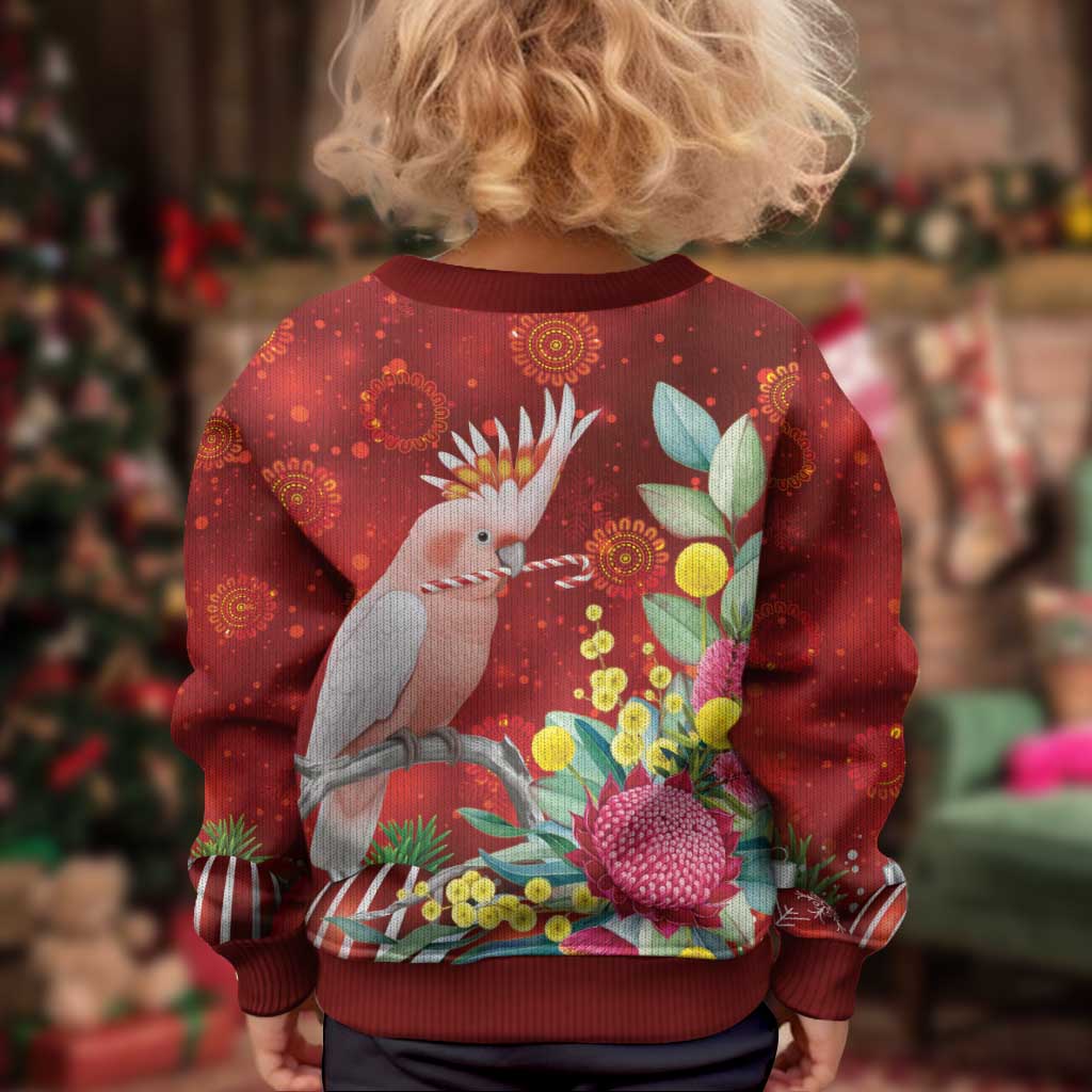 Australia Pink Cockatoo Christmas Kid Ugly Christmas Sweater Aussie Native Flowers Merry Xmas - Red - Vibe Hoodie