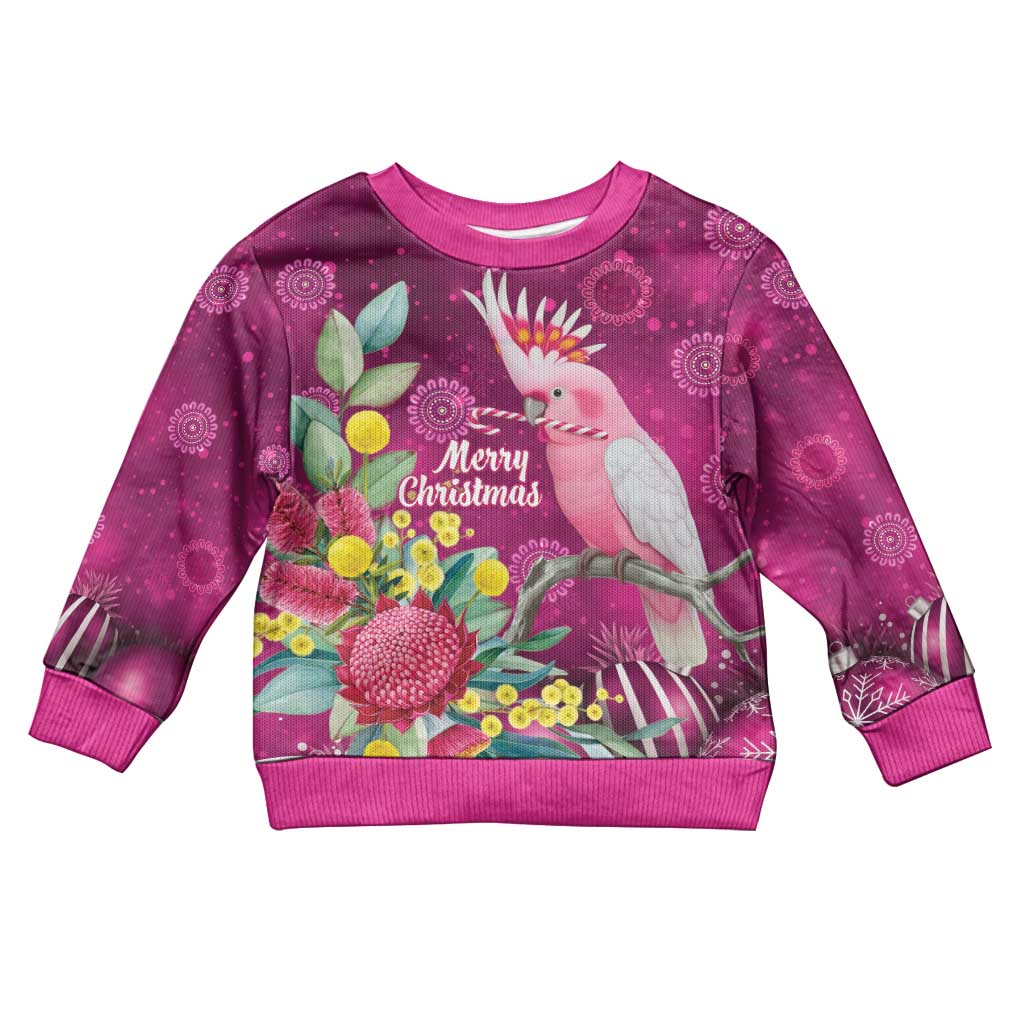 Australia Pink Cockatoo Christmas Kid Ugly Christmas Sweater Aussie Native Flowers Merry Xmas - Pink - Vibe Hoodie