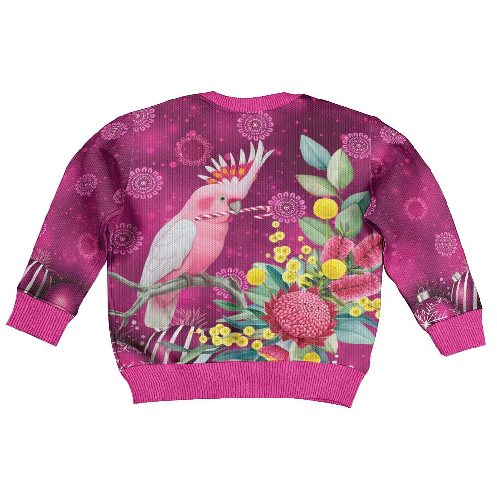 Australia Pink Cockatoo Christmas Kid Ugly Christmas Sweater Aussie Native Flowers Merry Xmas - Pink - Vibe Hoodie