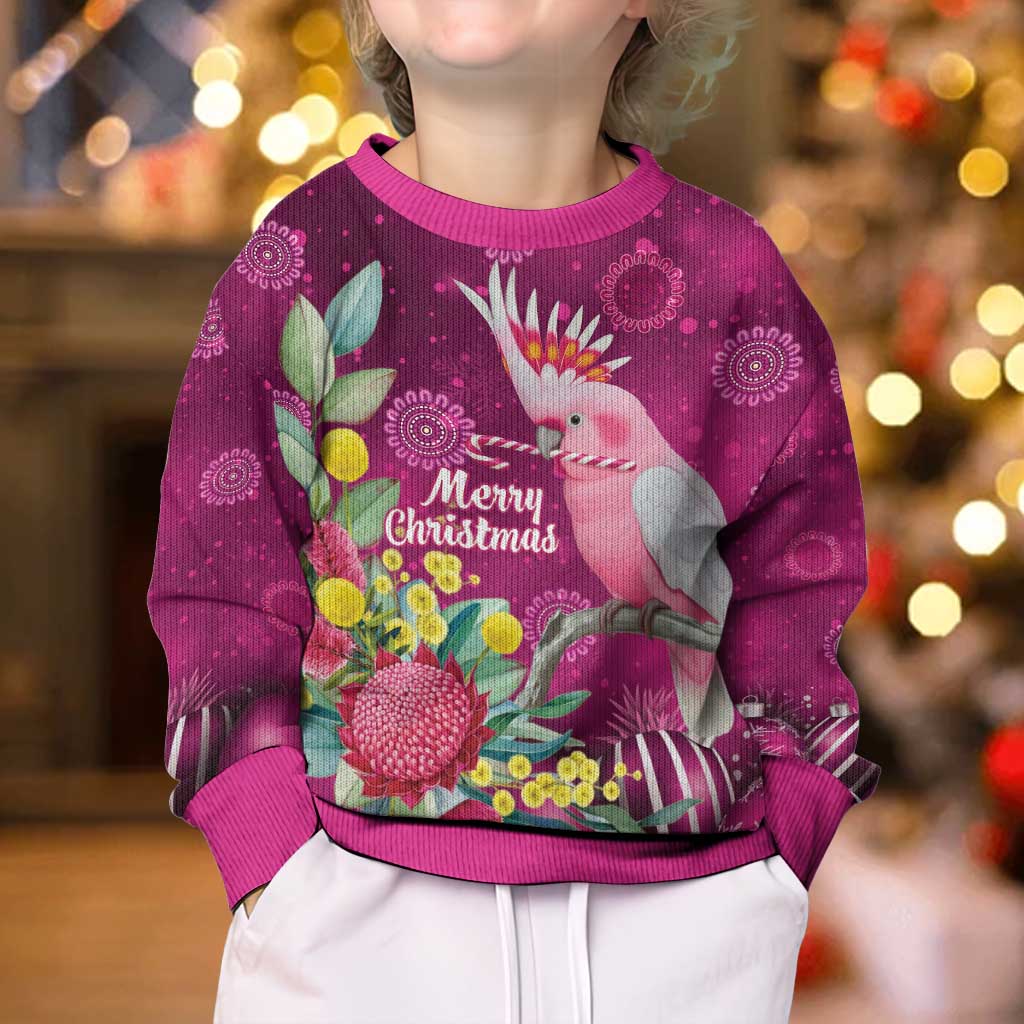 Australia Pink Cockatoo Christmas Kid Ugly Christmas Sweater Aussie Native Flowers Merry Xmas - Pink - Vibe Hoodie