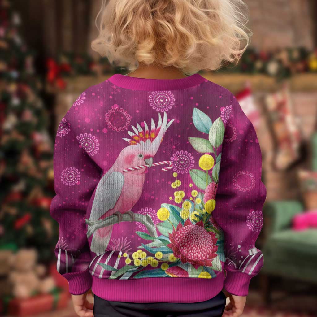 Australia Pink Cockatoo Christmas Kid Ugly Christmas Sweater Aussie Native Flowers Merry Xmas - Pink - Vibe Hoodie