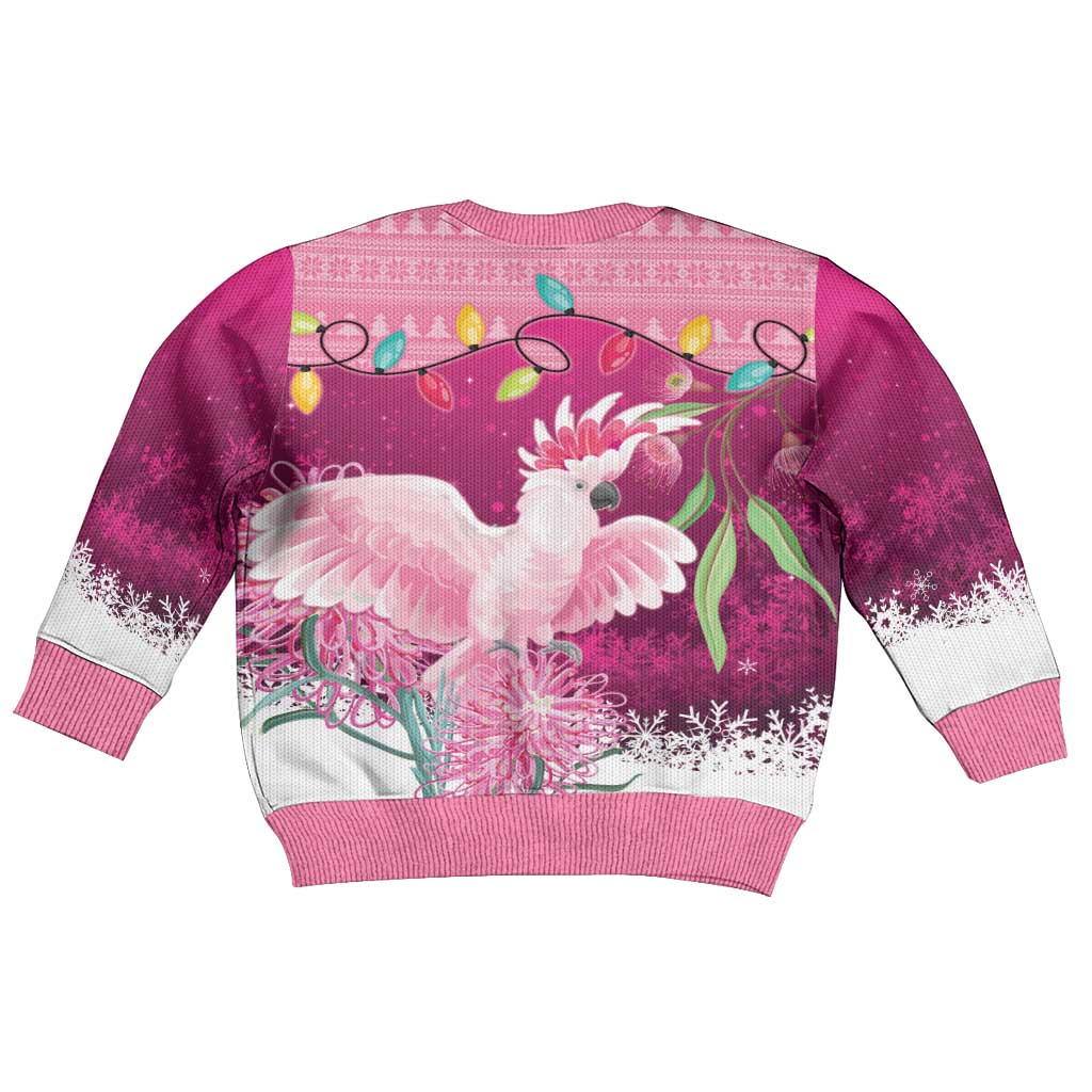 Pink Cockatoo Australia Christmas Kid Ugly Christmas Sweater Grevillea Eucalyptus Blossoms - Vibe Hoodie