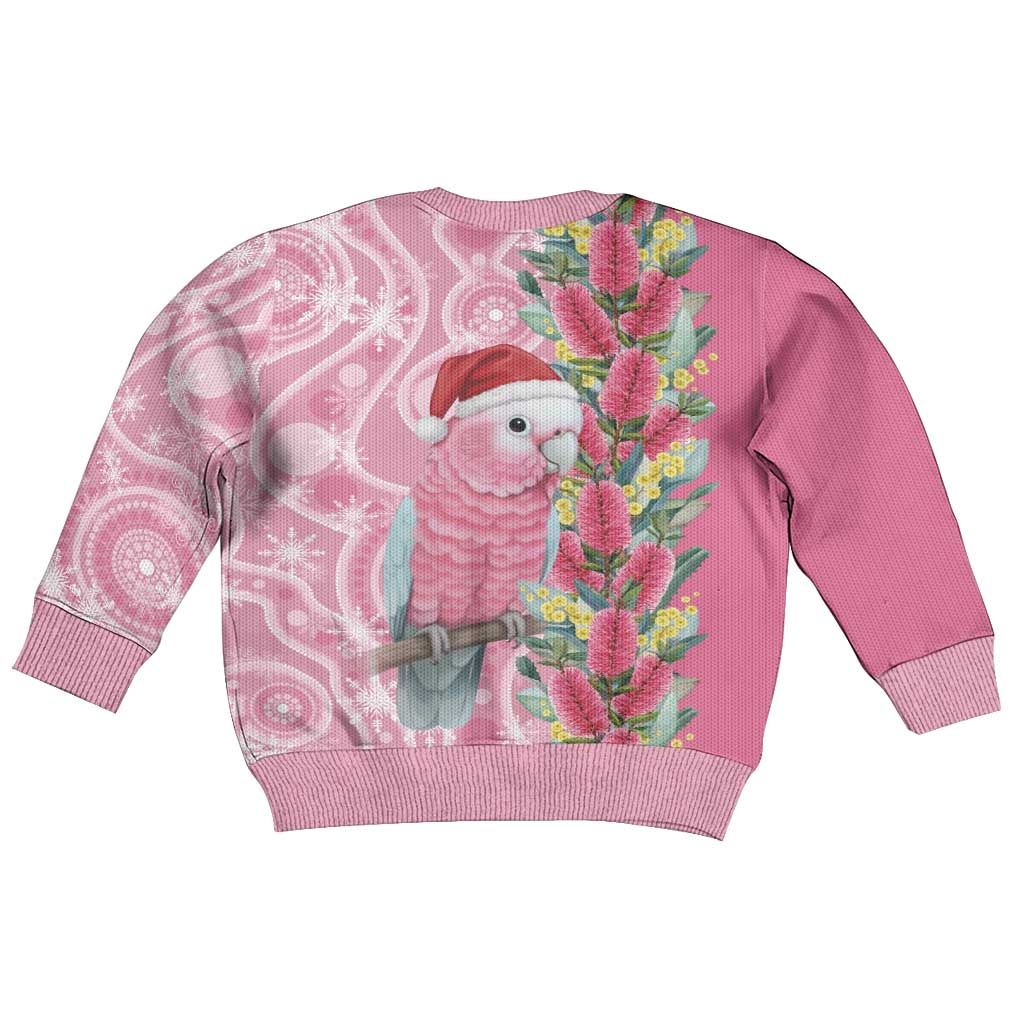 Australia Pink Galah Christmas Kid Ugly Christmas Sweater Falalalala Galalah Bottlebrush Aboriginal Art - Vibe Hoodie