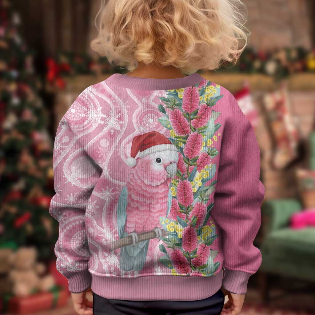 Australia Pink Galah Christmas Kid Ugly Christmas Sweater Falalalala Galalah Bottlebrush Aboriginal Art - Vibe Hoodie