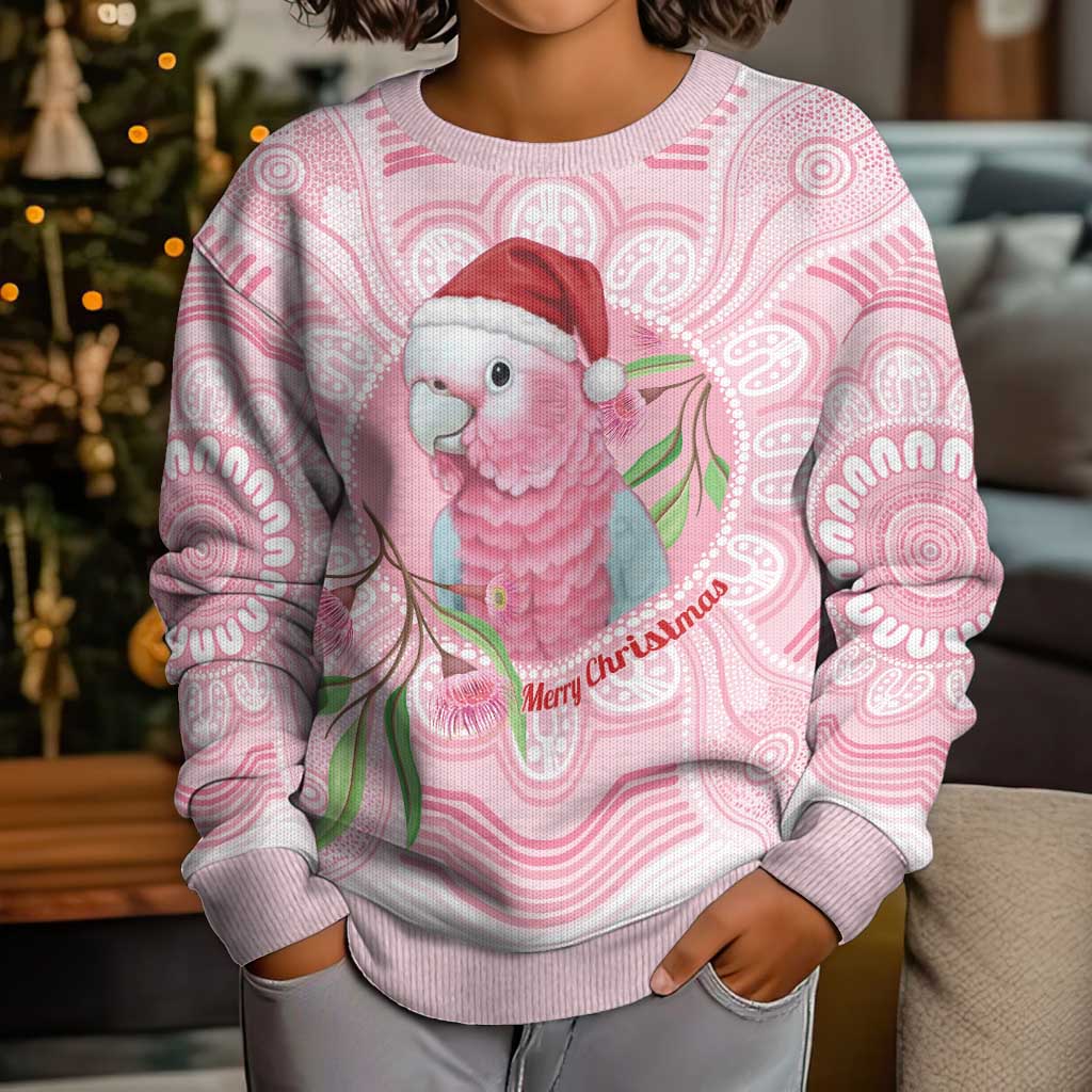 Funny Pink Galah Australia Christmas Kid Ugly Christmas Sweater Eucalyptus Blossoms Aboriginal Art - Vibe Hoodie