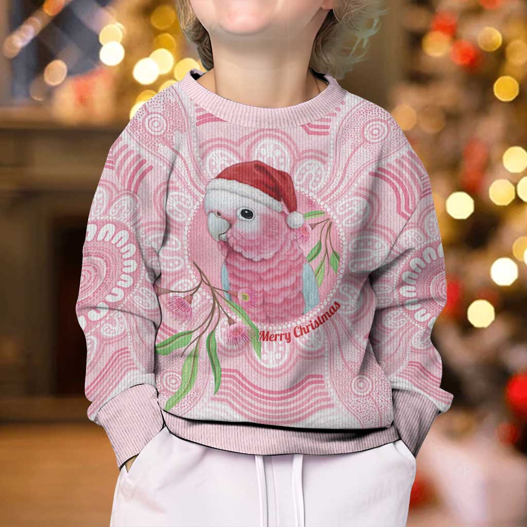 Funny Pink Galah Australia Christmas Kid Ugly Christmas Sweater Eucalyptus Blossoms Aboriginal Art - Vibe Hoodie