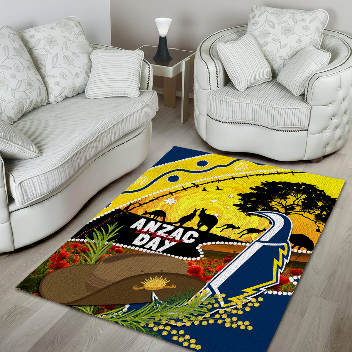 Cowboys ANZAC Day Area Rug Rosemary Starring Night Style - Vibe Hoodie Shop